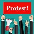 Hands holding protest signs and bullhorn Royalty Free Stock Photo