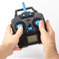 Hands holding drone remote control Royalty Free Stock Photo