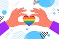 hands holding rainbow heart gay lesbian LGBT parade pride festival transgender love concept