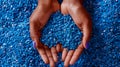 Hands Holding Recycled Plastic Pellets.AI generated image Royalty Free Stock Photo