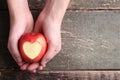 Hands holding red apple Royalty Free Stock Photo