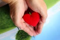 Hands holding red heart, health care, donate and family insurance concept,world heart day, world health day Royalty Free Stock Photo