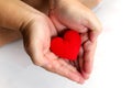 Hands holding red heart, health care, donate and family insurance concept,world heart day, world health day Royalty Free Stock Photo