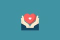 hands holding red heart icon illustration. hand making heart sign. Royalty Free Stock Photo