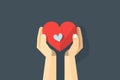 hands holding red heart icon illustration. hand making heart sign. Royalty Free Stock Photo