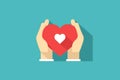 hands holding red heart icon illustration. hand making heart sign. Royalty Free Stock Photo