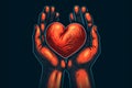 hands holding red heart icon illustration. hand making heart sign. Royalty Free Stock Photo