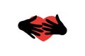 Hands holding a red heart. Life logo.