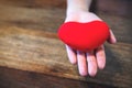 Hands holding a red heart sign Royalty Free Stock Photo