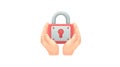 Hands Holding a Red Padlock Icon - Security, Safety, Protection, Privacy, Access Control Royalty Free Stock Photo