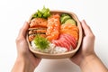 Salmon Bento box. ai generated