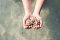 Hands holding a sand in form of the heart Royalty Free Stock Photo