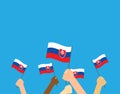 Hands holding Slovakia flags