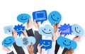 Hands holding social media icons Royalty Free Stock Photo