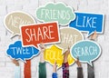 Hands Holding Speech Bubbles Social Media Concepts Royalty Free Stock Photo