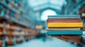 Hands Holding Stack of Schoolbooks with Blurred Library Background Royalty Free Stock Photo