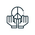 Hands holding symbol peace and love human rights line