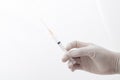 Hands holding syringe closeup Royalty Free Stock Photo
