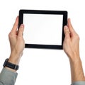 Hands holding tablet isolated on white background Royalty Free Stock Photo