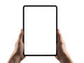 Hands holding tablet isolated on white background Royalty Free Stock Photo