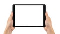 Hands holding tablet isolated on white background Royalty Free Stock Photo