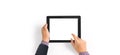 Hands holding tablet touch screen Royalty Free Stock Photo