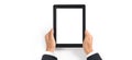 Hands holding tablet touch screen Royalty Free Stock Photo
