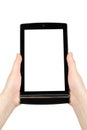 Hands holding touch screen tablet pc Royalty Free Stock Photo