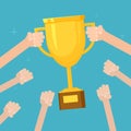 Hands holding trophy Royalty Free Stock Photo