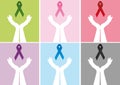 Hands holding up ribbon Royalty Free Stock Photo