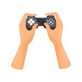 Hands holding video game controller, gaming concept vector Illustration on a white background Royalty Free Stock Photo