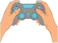 Hands holding a video game controller for interactive entertainment Royalty Free Stock Photo