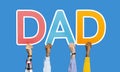 Hands holding the word dad Royalty Free Stock Photo