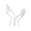 Hands of hope, design element, sketch, vector illustration