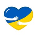 Hands hug heart shape Ukrainian flag