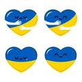 Hands hug heart with Ukrainian flag