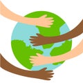 Hands hugging the planet, vector illustration Royalty Free Stock Photo