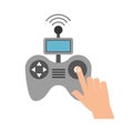 Hands human with Drone remote control icon