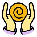 Hands hypnosis icon color outline vector Royalty Free Stock Photo