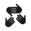 Hands icon. Cooperation gesture symbol. Teamwork connection sign. Vector illustration. Royalty Free Stock Photo