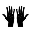 Hands icon. Silhouettes human hands. Human palm sign