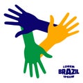 Hands Icon using Brazil flag colors Royalty Free Stock Photo