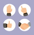 Hands icons set, flat design vector