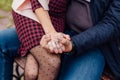 Hands of inloved couple holding each other Royalty Free Stock Photo