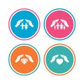 Hands insurance icons. Family life-assurance. Royalty Free Stock Photo