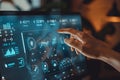 Close-up on hands using a financial dashboard Royalty Free Stock Photo