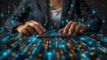 Futuristic Data Analysis on Interactive Touchscreen Royalty Free Stock Photo