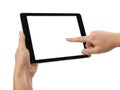 Hands interacting with a modern tablet device Royalty Free Stock Photo