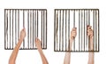 Hands on jail grating Royalty Free Stock Photo