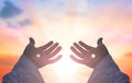 Hands of Jesus Christ silhouette Royalty Free Stock Photo